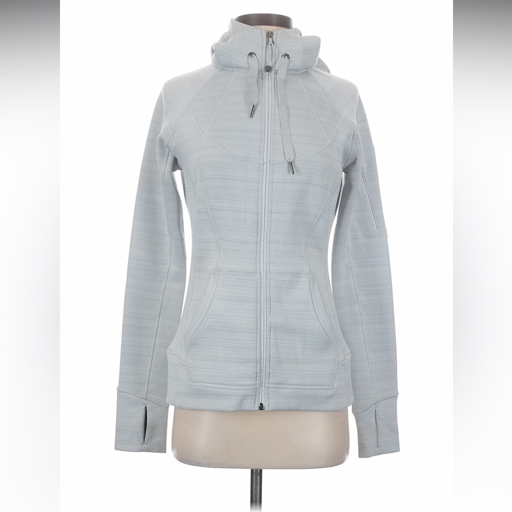 Athleta thick cotton stretch light grey heather hoodie with thumbholes $138 - M